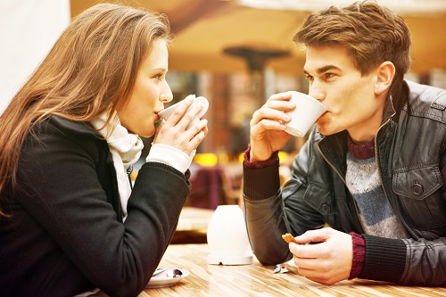 a couple drinking coffee